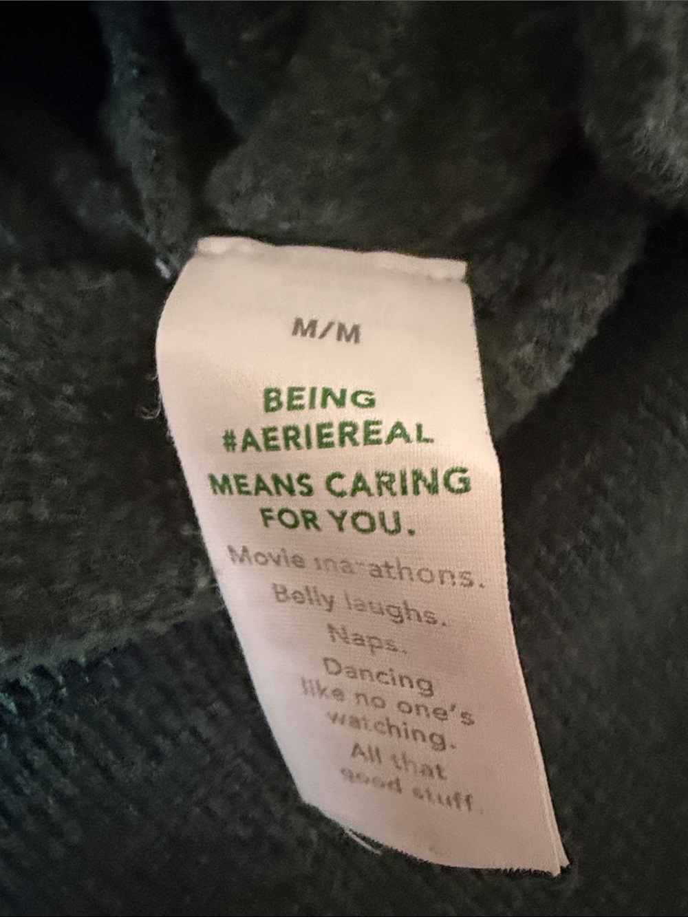 aerie Forest Green Plush Pullover with White Appliqué - Picture 2 of 3